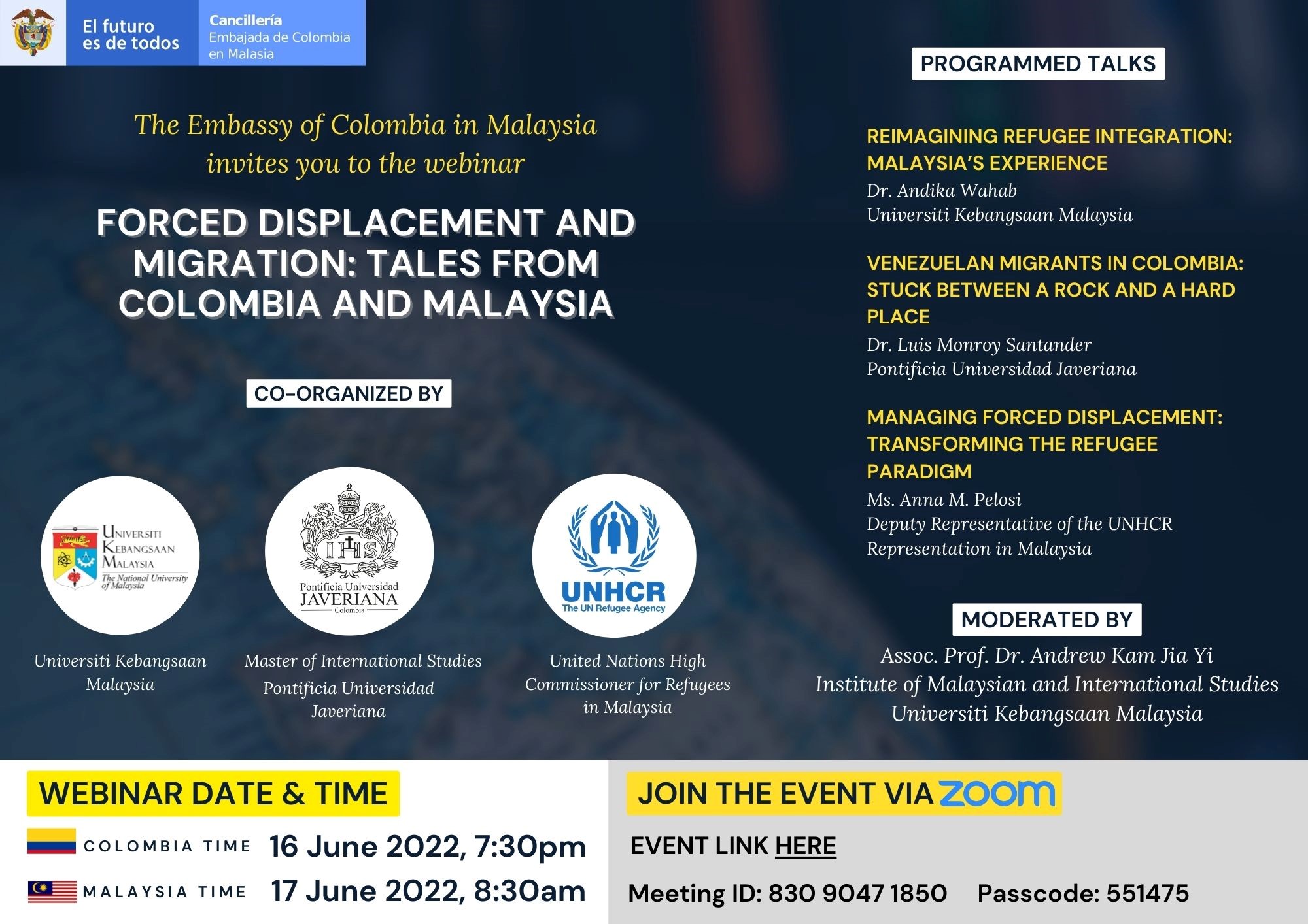  “Forced Displacement and migration: tales from Colombia and Malaysia”